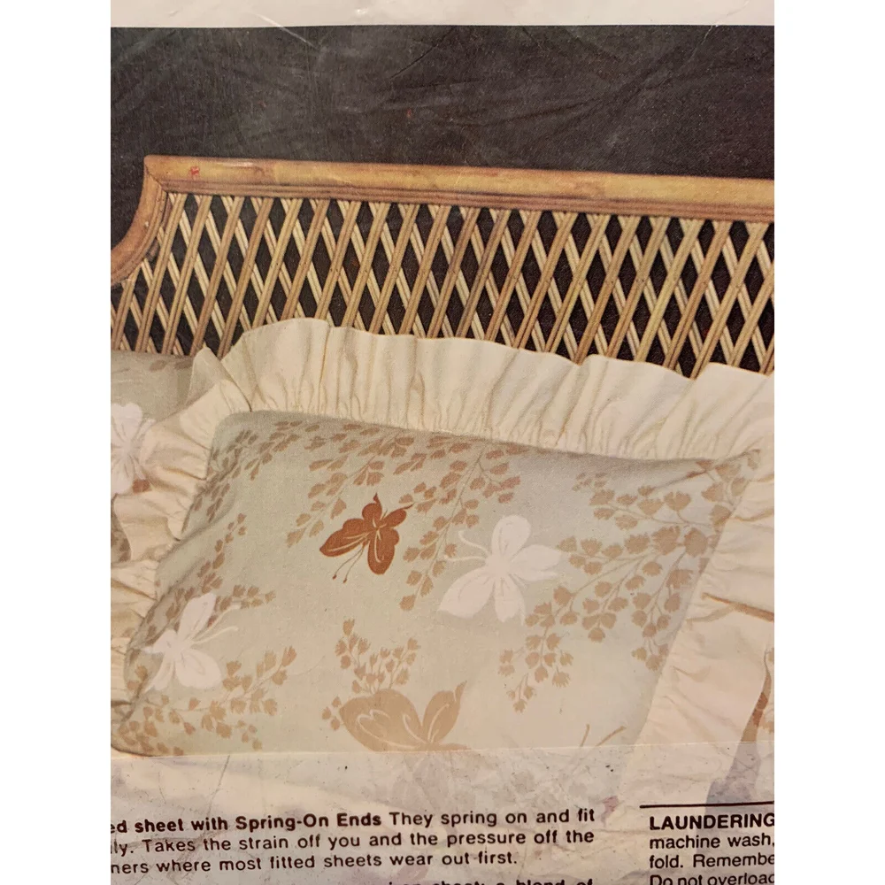 Vtg Springmaid No Iron Percale Double Full Fitted Sheet Yellow Butterfly NEW NOS